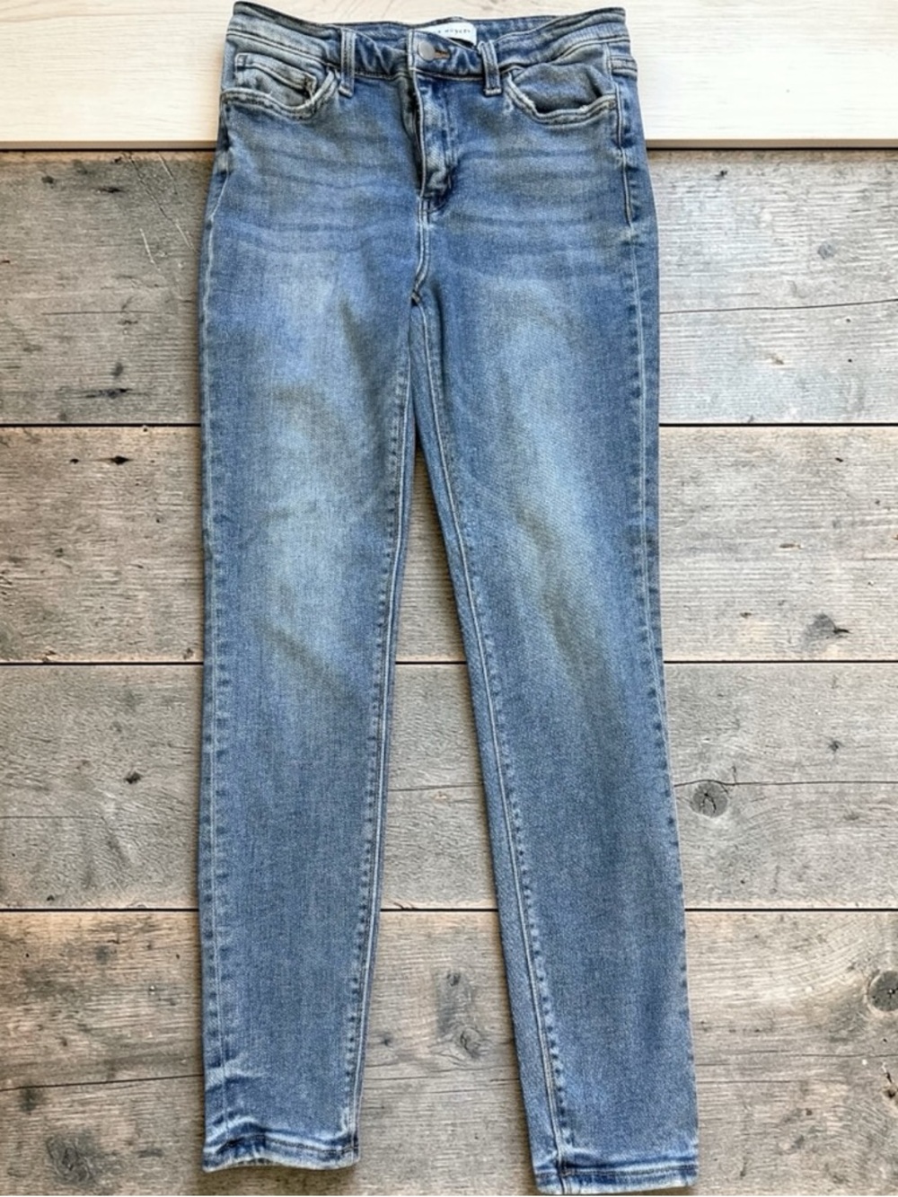 Flying Monkey Skinny Jeans Women’s 29 Cropped Medium Wash Stretch Denim Raw Hem